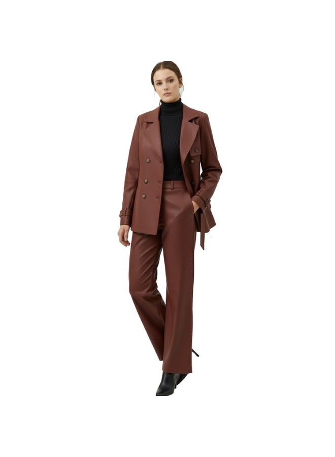 Smoky Egypt Women Gabardine Double-Breasted Jacket - Brick - Image 2